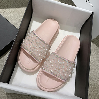 Női alkalmi papucs gyöngy elemekkel