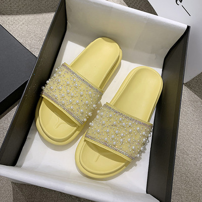 Női alkalmi papucs gyöngy elemekkel