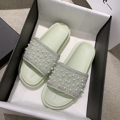 Női alkalmi papucs gyöngy elemekkel