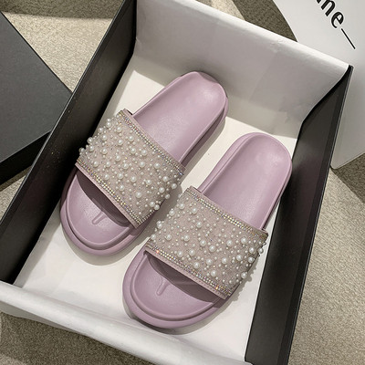 Női alkalmi papucs gyöngy elemekkel