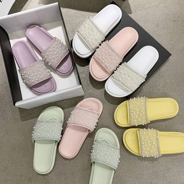 Papuci casual dama cu element sidefat