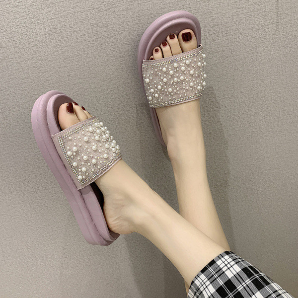 Papuci casual dama cu element sidefat