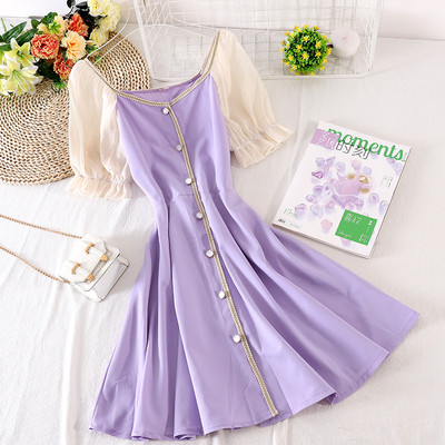 Rochie retro dama cu decolteu barca si nasturi