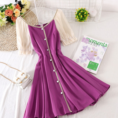 Rochie retro dama cu decolteu barca si nasturi