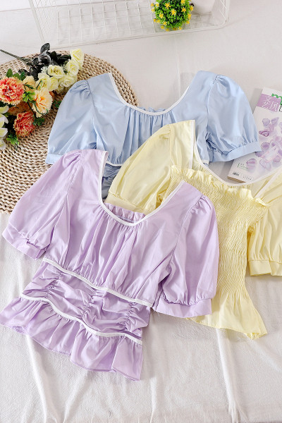 Bluză retro damă casual cu decolteu oval