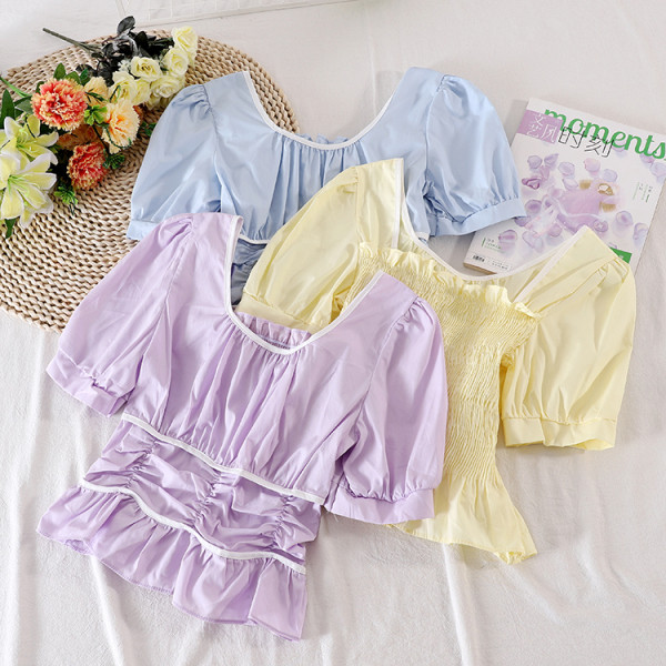 Bluză retro damă casual cu decolteu oval