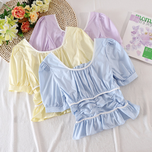 Bluză retro damă casual cu decolteu oval