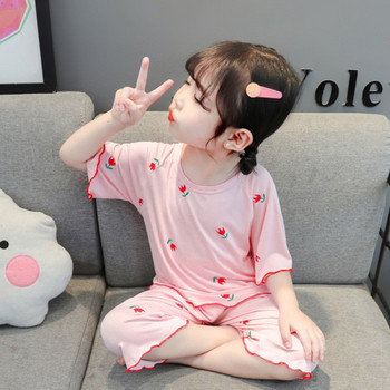 Детска тънка пижама от две части за момичета