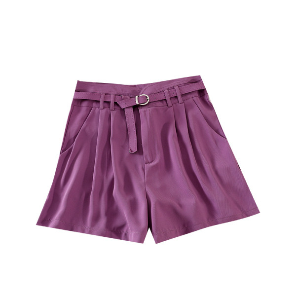 Pantaloni scurti de dama model lat cu talie inalta si curea