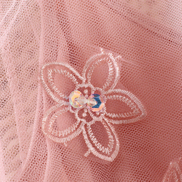 Rochie lunga de dama cu tul si curea de perle