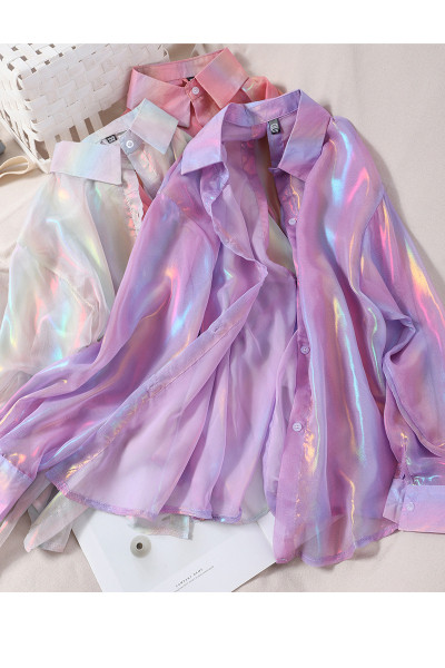 Moderna ženska košulja dugih rukava sa holografskim efektom