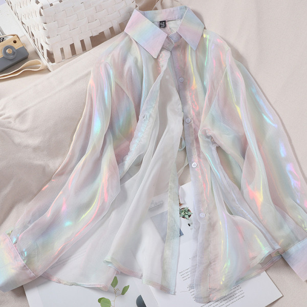 Moderna ženska košulja dugih rukava sa holografskim efektom