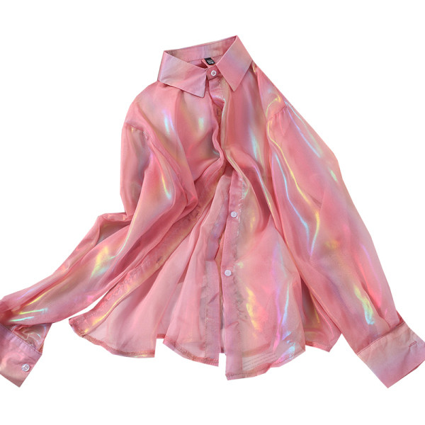 Moderna ženska košulja dugih rukava sa holografskim efektom