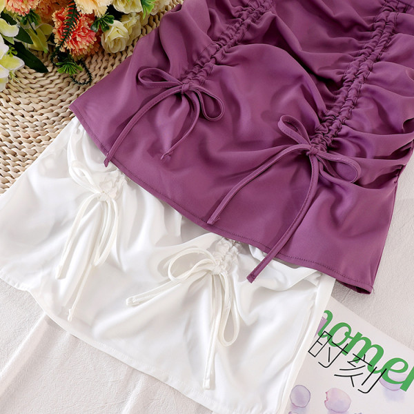 Moodne lipsudega naiste seelik kõrge vöökohaga