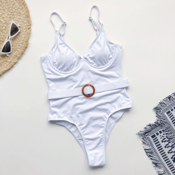 Täielik ujumistrikoo V-kaelusega ja vööga