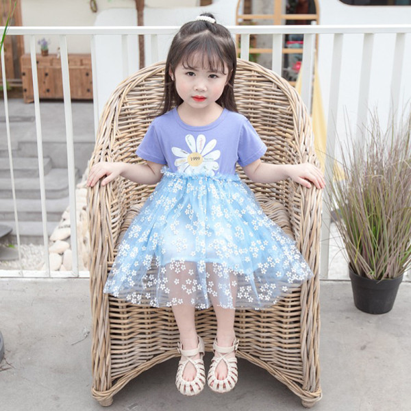 Rochie de vara copii model nou cu tul si aplicatie