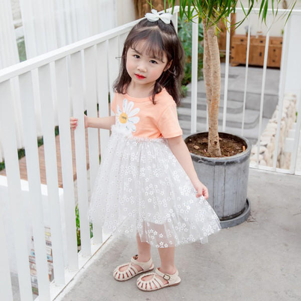 Rochie de vara copii model nou cu tul si aplicatie