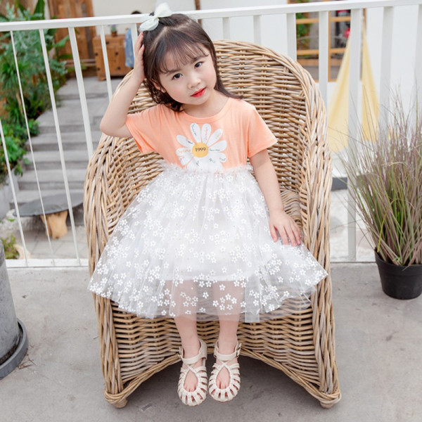 Rochie de vara copii model nou cu tul si aplicatie