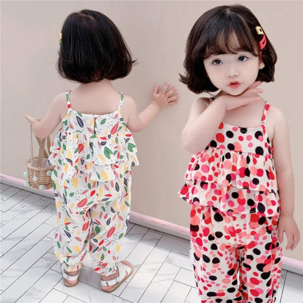 Krāsains bērnu komplekts meitenēm, ieskaitot topu un bikses