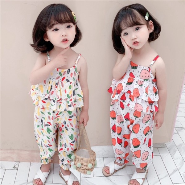 Krāsains bērnu komplekts meitenēm, ieskaitot topu un bikses