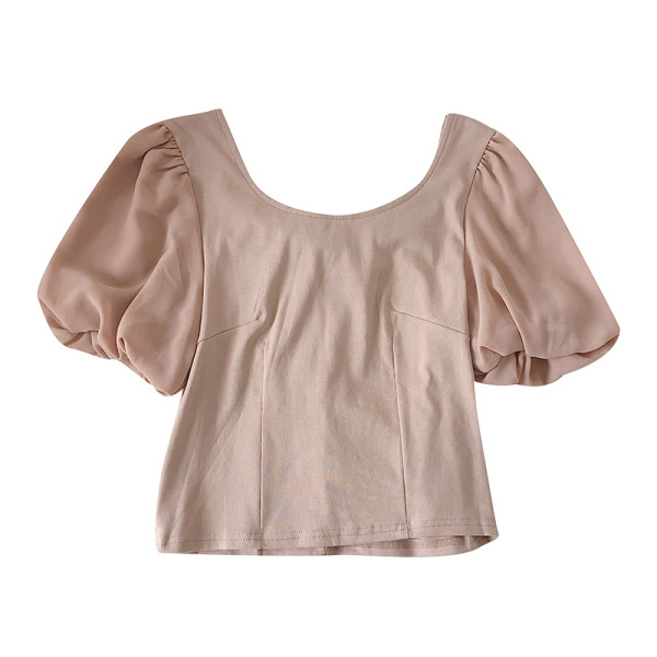 Bluză de damă cu mâneci bufante și panglică