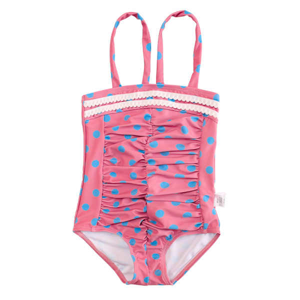 Pilns bērnu peldkostīms meitenēm uz punktiem