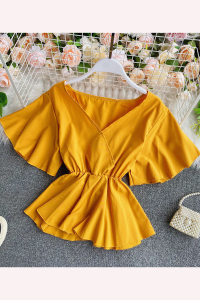 Bluză de damă modernă cu mâneci scurte lotus