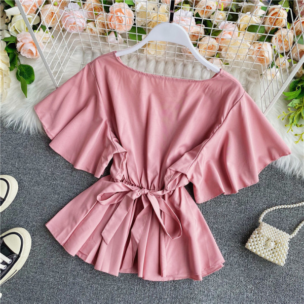 Bluză de damă modernă cu mâneci scurte lotus