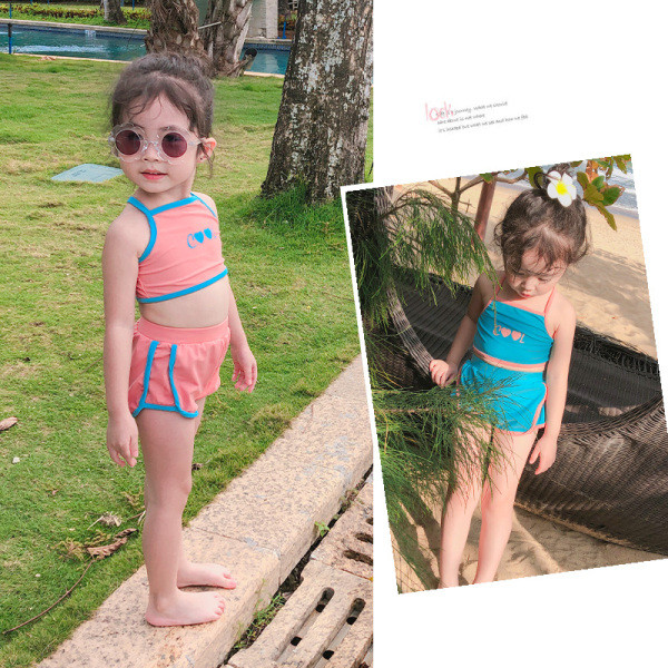 Costum de baie pentru fete pentru copii în două părți cu inscripție