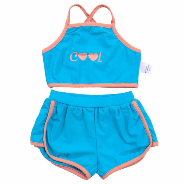 Costum de baie pentru fete pentru copii în două părți cu inscripție