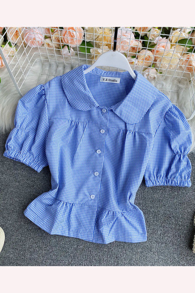 Cămașă de damă cu mâneci scurte și guler