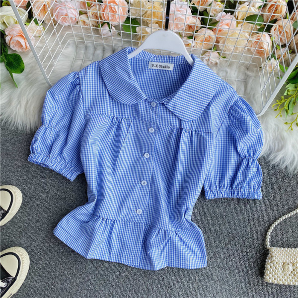 Cămașă de damă cu mâneci scurte și guler