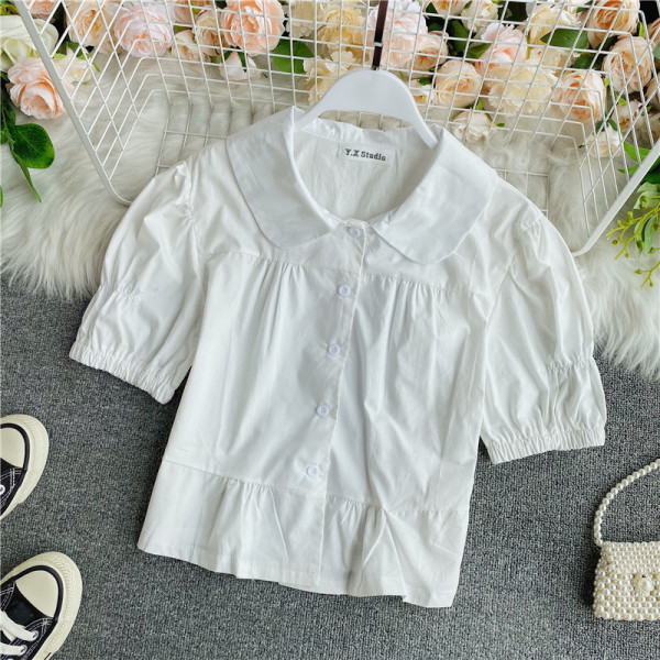 Cămașă de damă cu mâneci scurte și guler