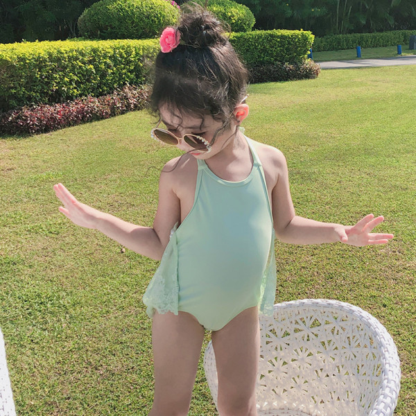 Costum de baie la modă pentru fete cu spatele gol și dantelă