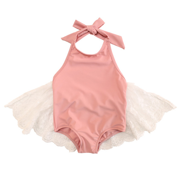 Costum de baie la modă pentru fete cu spatele gol și dantelă