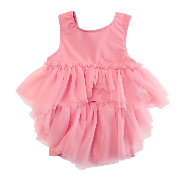 Costum de baie intreg model nou pentru fete cu tul si cravate pe spate