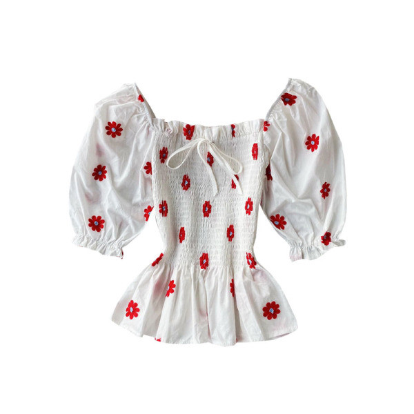 Naiste allatõmmatud varrukatega pluus