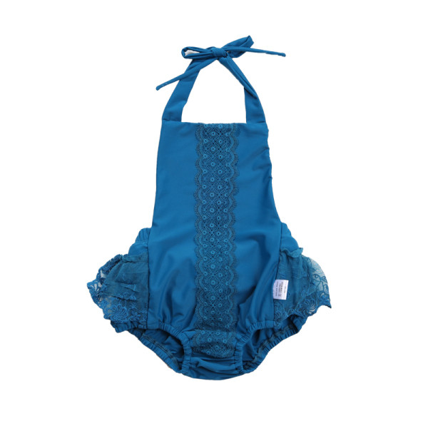 Moderns peldkostīms meitenēm ar mežģīnēm un atkailinātu muguru