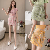 Rūtaini īsi sieviešu svārki ar augstu vidukli un saitēm