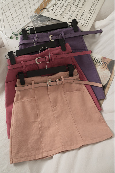 Fusta casual dama cu centura - A-line