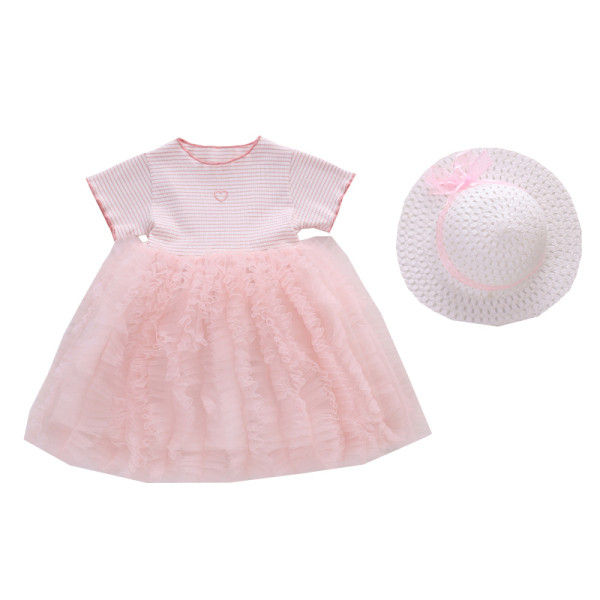 Moodne lühikeste varrukate ja tülliga lastekleit tüdrukutele