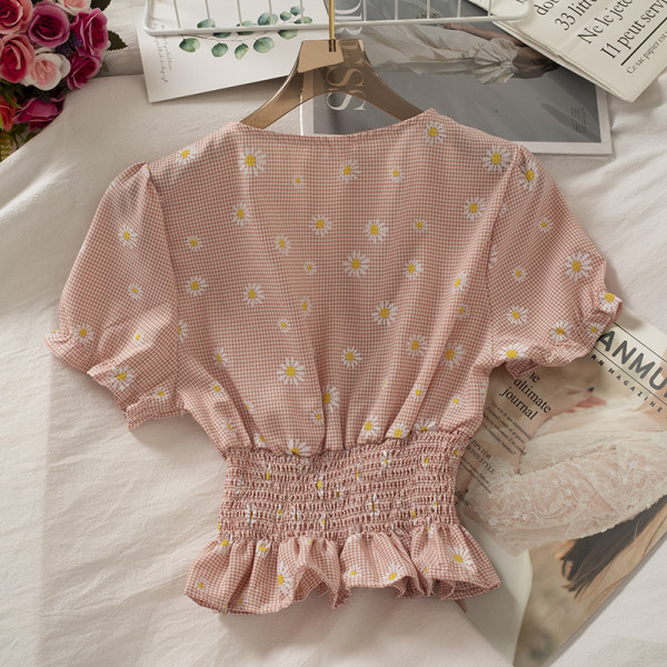 Cămașă de damă cu mâneci scurte și decolteu pătrat