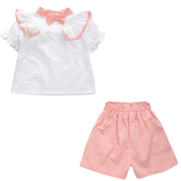 Set de vară pentru copii pentru fete, inclusiv o bluză cu panglică și pantaloni scurți
