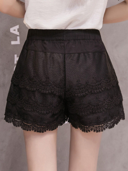 Ежедневни дамски къси панталони с дантела и джобове 