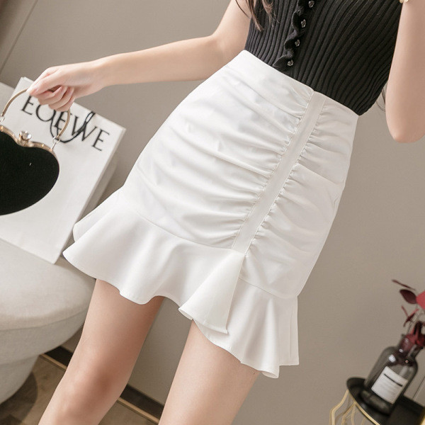 Fusta modernă pentru femei, cu talie înaltă și bucle