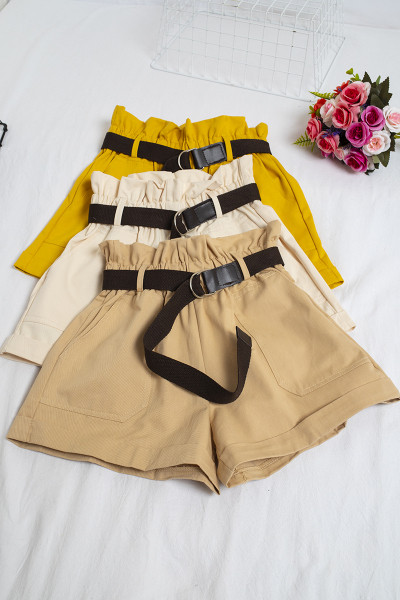 Sieviešu plata modeļa bikses ar jostu un augstu vidukli