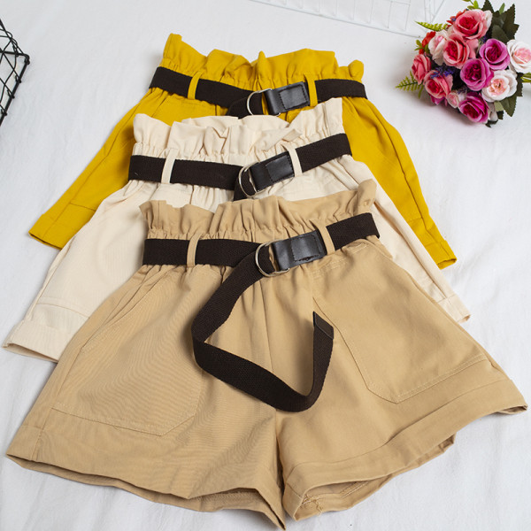 Sieviešu plata modeļa bikses ar jostu un augstu vidukli