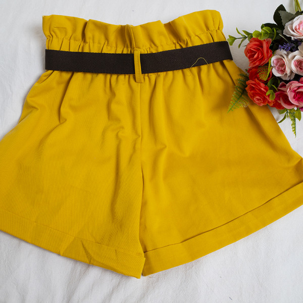 Sieviešu plata modeļa bikses ar jostu un augstu vidukli