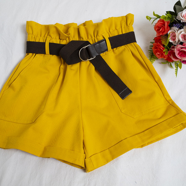 Sieviešu plata modeļa bikses ar jostu un augstu vidukli