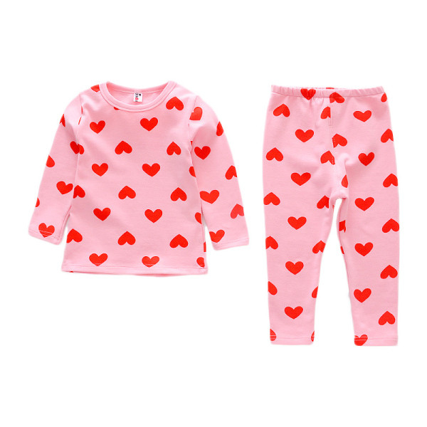 Vaikiška pižama mergaitėms iš dviejų dalių su širdelių raštu